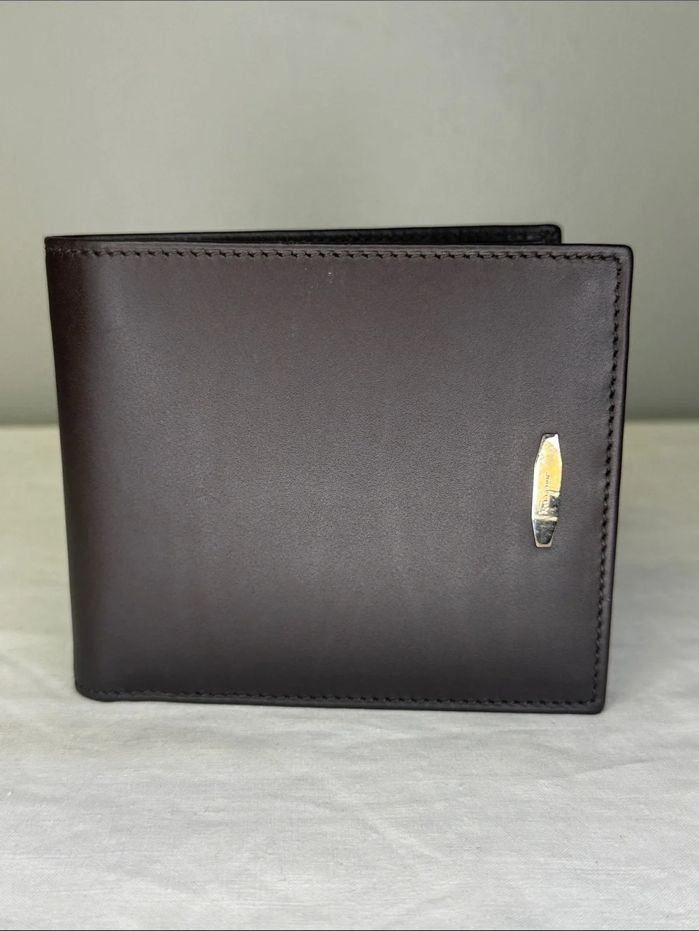 Salvatore Ferragamo Men's Brown Calf Leather Bifold Wallet Made in Italy